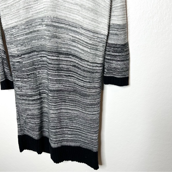 Lilla P Cotton Cashmere Blend Grey Knit Stripe V Neck Sweater Dress Small S - Picture 5 of 9